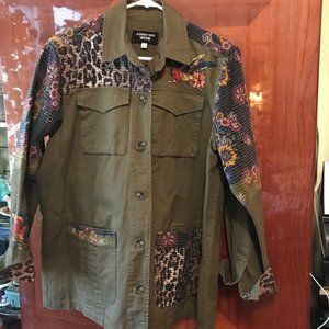 Johnny Was Military Patchwork Embroidered Jacket-Size medium